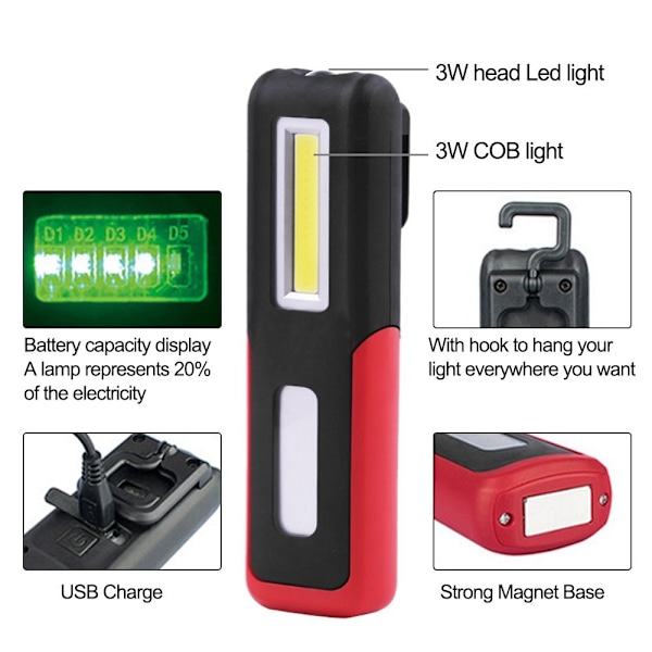 Magnetisk LED-lommelygte RØD - spot salg Red