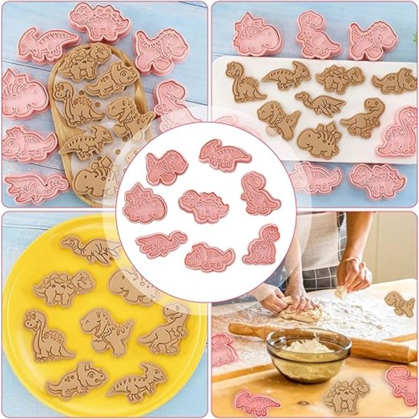 Dinosaurie-kakeform, 8 deler bakeverk kjeksform, 3D kjeksform