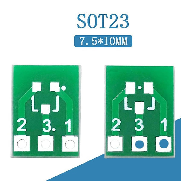 50 stk SOT23 SOT23-3 Til SIP3 Dobbeltsidig SMD Til DIP SIP3 Adapter Konverteringskort SOT SIP IC Sokkel PCB-kort DIY-kit
