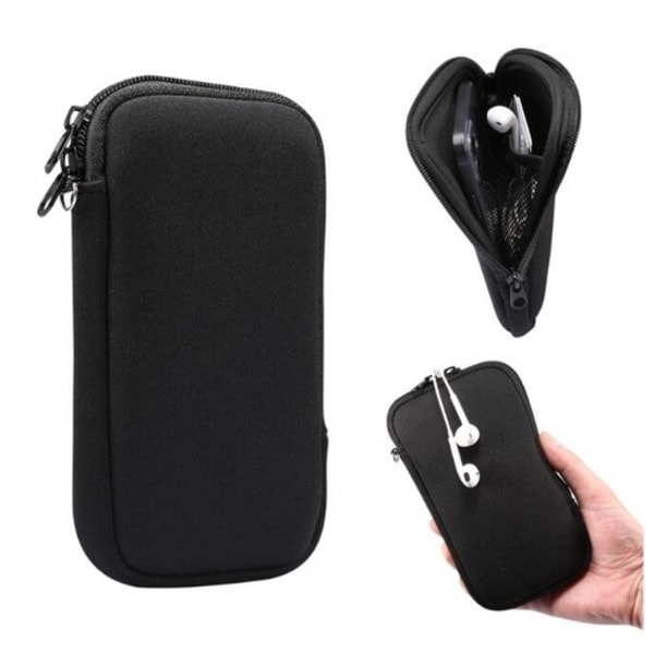 [QD] Universelt mobilfutteral i neopren - Beskyttende svart futteral Black Black