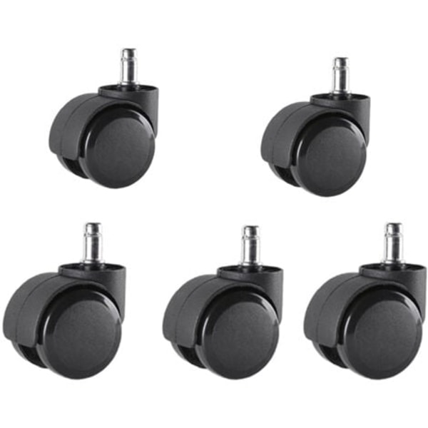 QU/Sett med 5 kontorstolhjul 10 mm x 22 mm - Harde gulvhjul opptil 175 kg - Svingbare stolhjul - Enkel verktøyfri installasjon