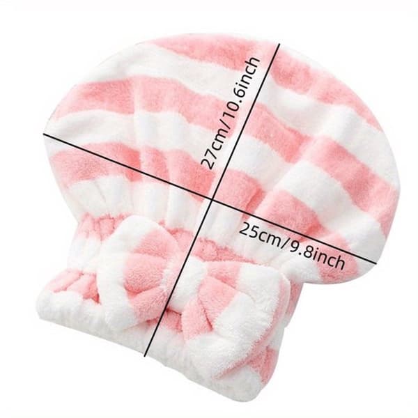 Hårhandduk i mikrofiber, mjuk snabbtorkande rosettdesign för långt lockigt hår efter duschen, rosa och grå