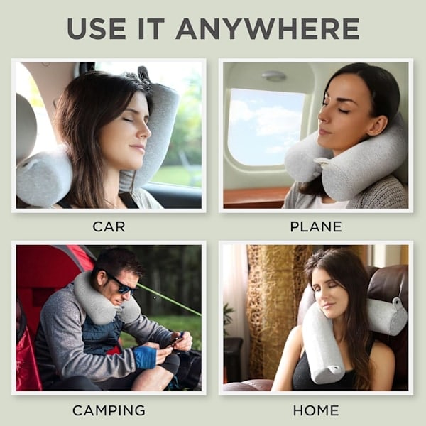 [QD] Twist Memory Foam Reisepute for Nakke, Hake, Korsrygg og Benstøtte - for Reiser på Fly, Buss, Tog eller Hjemme