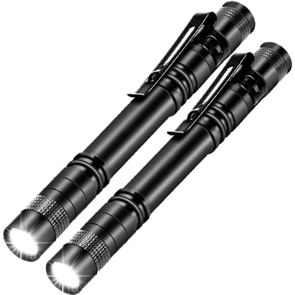 2-pak LED-penlamper, taktiske lommelygte-penlamper med penneclips, små AAA mini-lommelygter i aluminium, lommelygte til inspektionsarbejde reparation[qu)