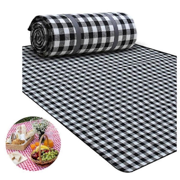 Picnic Tæppe Picnic Tæppe Med Vandafvisende Underside let at bære_FO red white 90x200