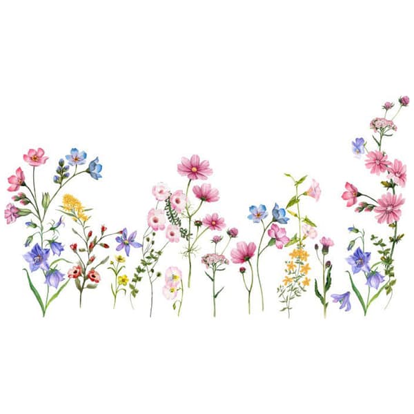 Växtväggdekaler, glasfönsterdekaler, rosa blommor, vägg
