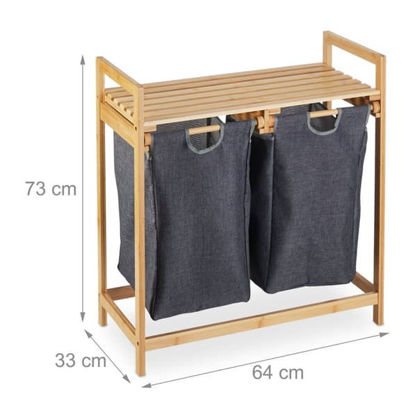 Laundry Basket Shelf with 2 Compartments