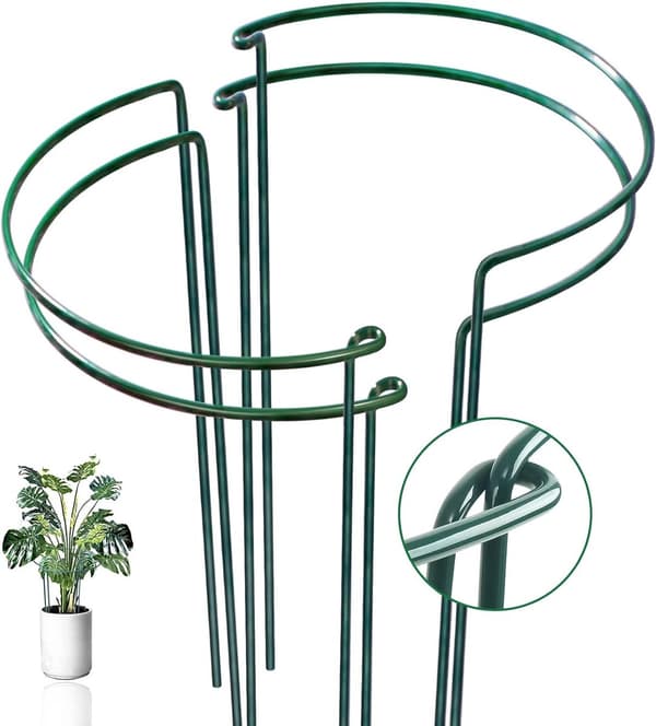 4-pack metallväxtstöd, halvcirkel, 35x20 cm, för inomhus-/utomhusväxter