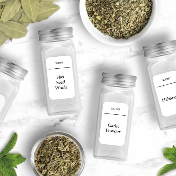 Spice Jar Labels, Waterproof, Oil-Resistant, Dishwasher Safe 65