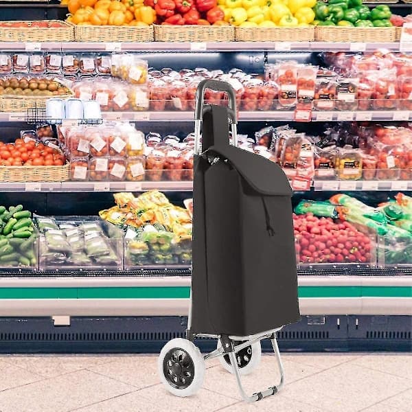 Sort Shoppingvogn Sammenklappelig Indkøbsvogn Op Til 35 kg