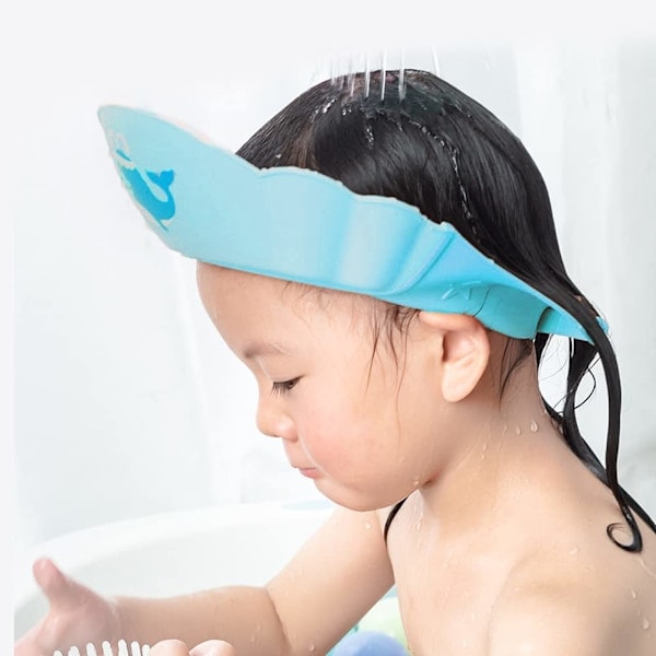 \"QD\" Baby Brusehætte Silikone Badehat Hårvaskehætte Vandtæt Justerbar Brusehætte Shampoohat.