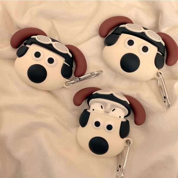 [QD] Head dog sød tegneserie headset etui, AirPods Nye 3(4) trådløse Bluetooth headset etui silikone etui.
