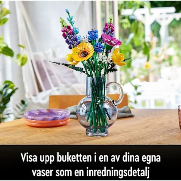Vildblomsbukett, lavendel och gerbera, vuxenkit, presenttips, botanisk samling Blommor