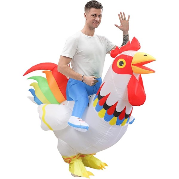 Oppustelig Dragt Oppustelig Kyllingedragt til Fest Halloween Jul Cosplay VoksenstørrelseF&Q adul adult Red White
