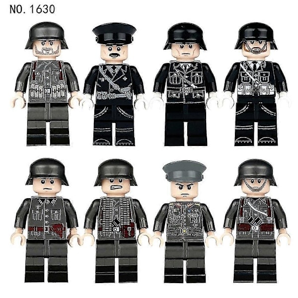 QU/8 stk Militær Montering Leker Tyske Soldater Monterte Minifigurer