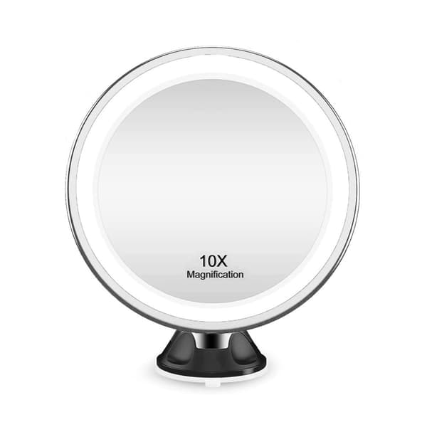 Sugkopp Sminkspegel LED-Ljus & x10 Förstoring - Svart_qq