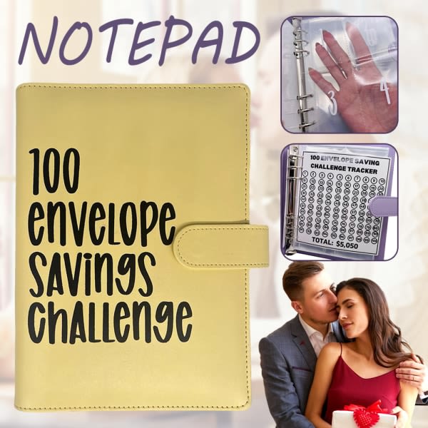 100 kuvert Pengar att spara utmaningar Notebook Budget Pärm Bok Pengaplaneringsspel för Auldts Kids Purple