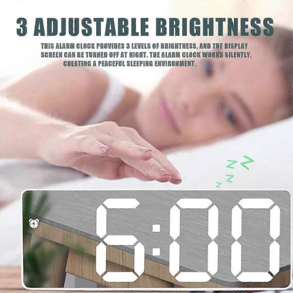 LED Electronic Alarm Clock with Dual Power Supply and Voice Control - Simple Style Clock with Date, Time, Temperature, and Snooze Function White