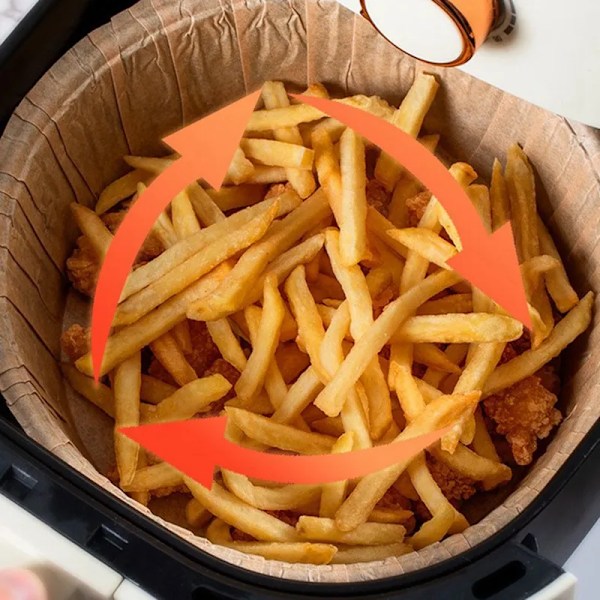 QU.200 stk. Air Fryer Bagepapir Non-Stick Engangs Air Fryer Bagepapir Kurv Uperforeret Rund Bagemåtte A