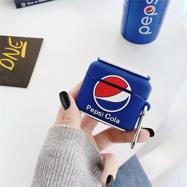 [QD] Pepsi söt tecknad hörlursfodral, Airpods Nya 3(4) trådlöst Bluetooth-hörlursfodral i silikon.