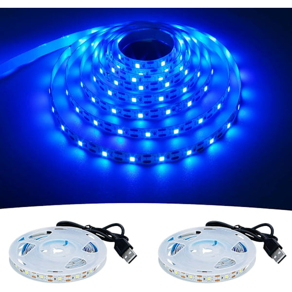 \"QD\" 5V USB LED-slinga Blå 6000K USB-driven 4M (2st) Flexibel SMD2835 Hög ljusstyrka Ej vattentät IP20 LED-tejp