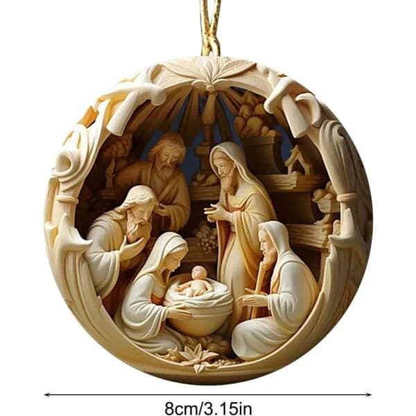 Akrylhängande julkrubba ornament 4