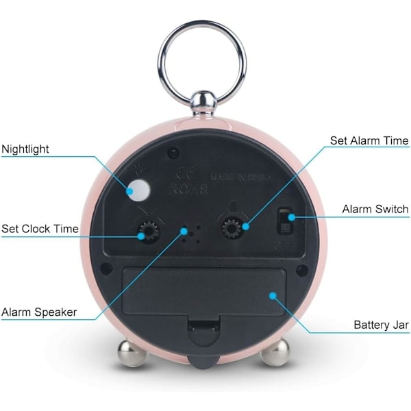 [QD] Neucox Tysta Sängklockor Batteridrivna Tysta Bordsklockor Analog Väckarklocka Sovrum Retro Väckarklocka Enkel Hög
