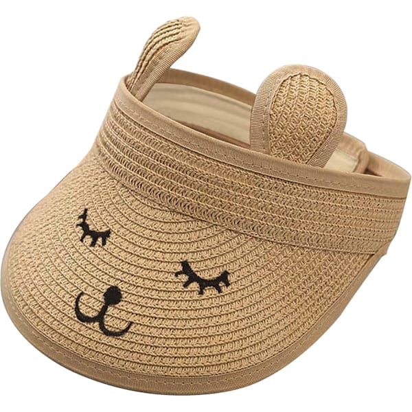[QD] Baby Roll-up Straw Visor Hat Solhat, Børn Småbørn Bred Skygge Solhat Justerbar til 1-4 År