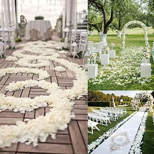 /QD/5000 st Konstgjorda Kronblad Non-Woven Tyg Bröllop Alla hjärtans dag Festdekoration Rosenblad, Gräddvit