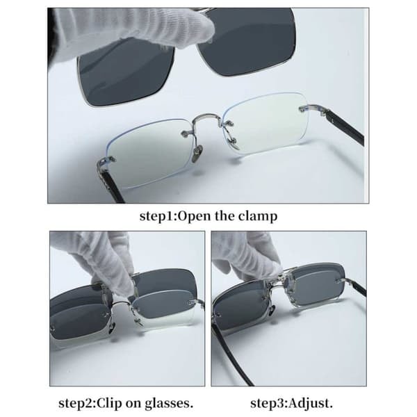 Hopfällbara Metall Clip-on Solglasögon Flip Up Blå_qq
