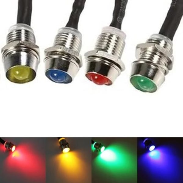 8 mm diverse LED-lampor för infälld panel, 4-pack varningslampor*QN