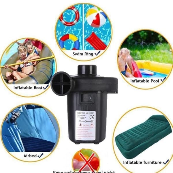 /QD/Elektrisk Pumpe Inflator Deflator Madrass med 3 Dyser for Camping Seng Møbel Bil