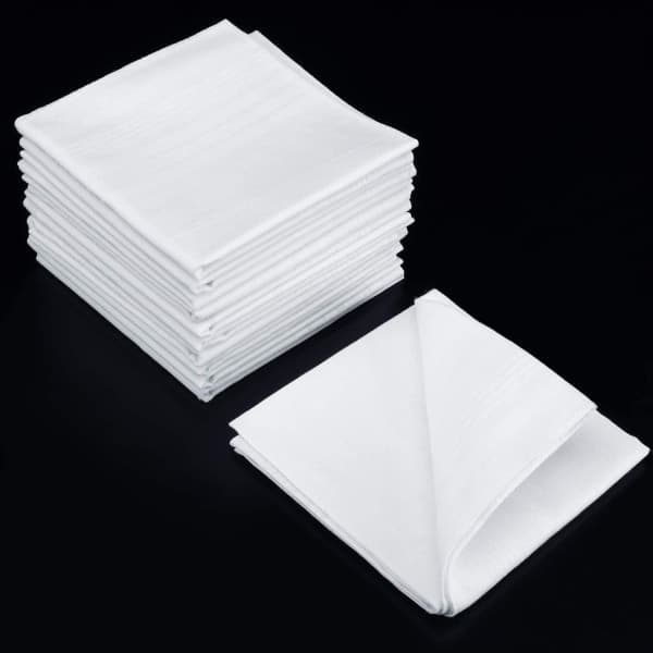 QD-18-pack Handkerchiefs, Soft Cotton, Classic White Handkerchief for Men