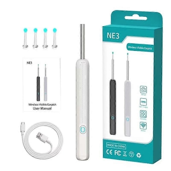 QD-Trådlös Smart Visuell Öronrengörare USB WiFi Otoskop TW1 Öronvaxborttagningsverktyg Set med Kamera Öronendoskop HD 1080P för iPhone iPad Android