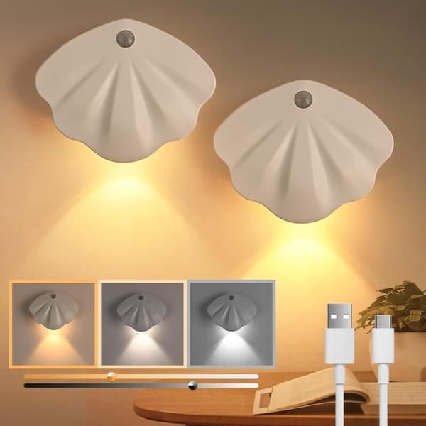Natlampe - Magnetisk trådløs natlampe med bevægelsessensor - Tre farvetemperaturer - Smart sensorfunktion - 2 stk.