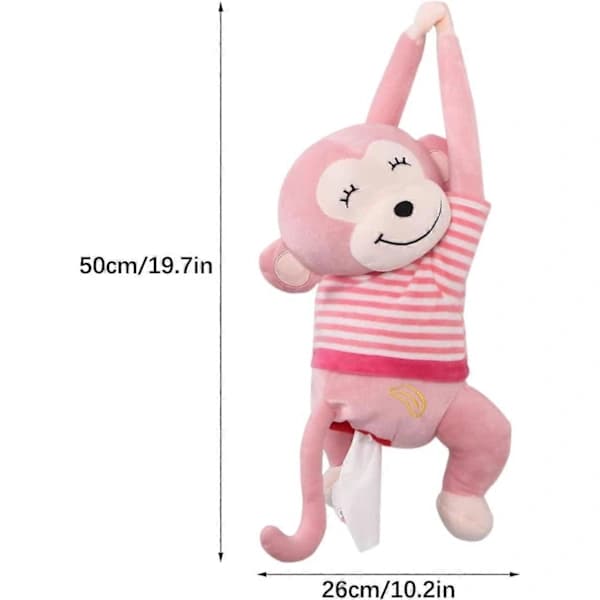 Vevholder for bil, Monkey Butt vevboksdispenser, papirhåndkle oppbevaringsbeholder Rosa
