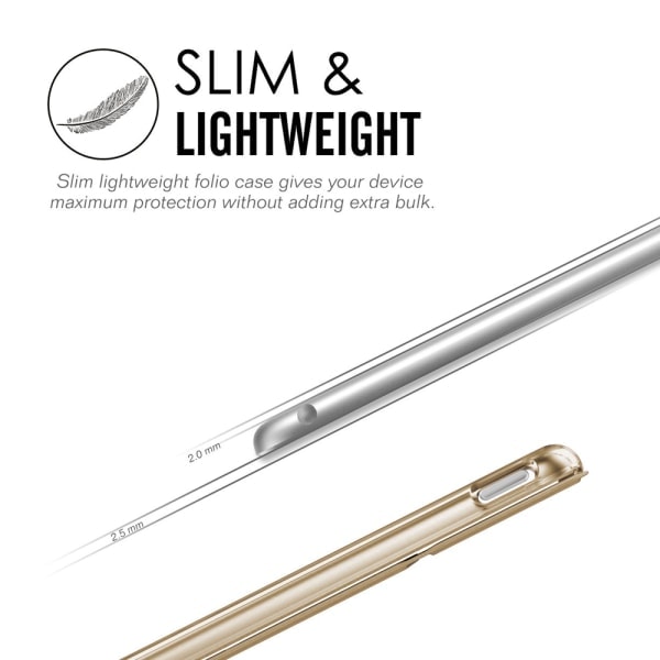 [QD]4 - Slimmat lättvikts smartfodral stativfodral med genomskinligt matt bakstycke med automatisk väckning/sömn - Guld