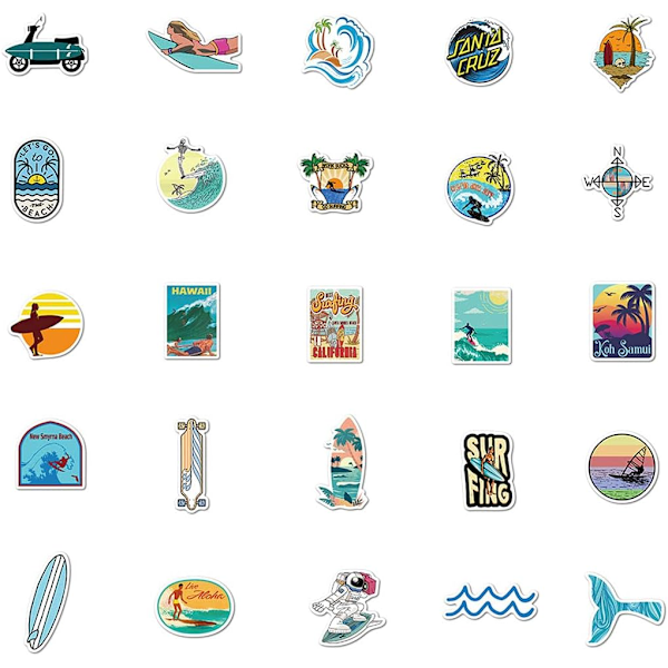 [QD] Summer Surf Stickers for Water Bottles, Laptop, Refrigerator,