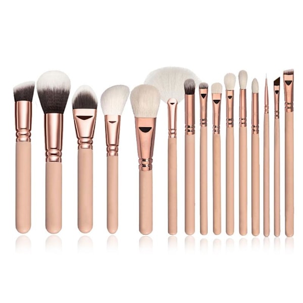 Professionelle makeupbørster 15 stk. julegaver ROSA[qu)