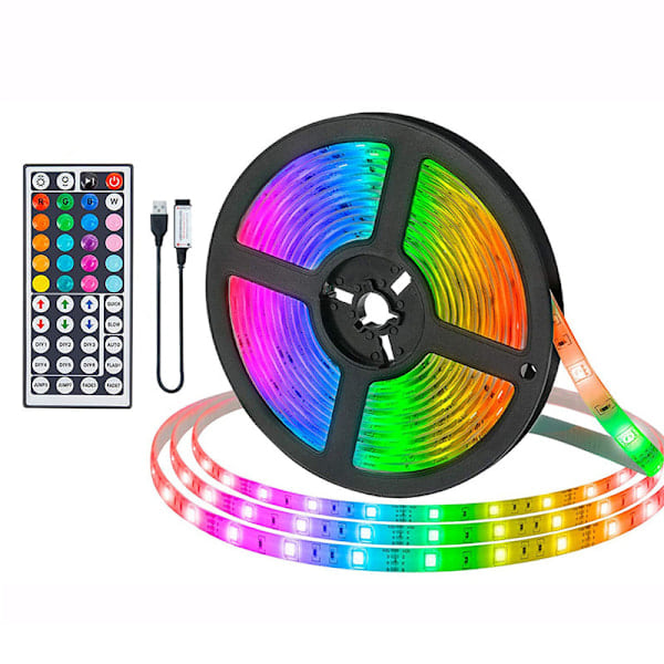 [QD] LED-ljusremsa, 10 m LED-ljusremsor med 44-knappars fjärrkontroll, flexibla 5050 RGB färgskiftande LED-lampor för sovrum, fest (5 m x 2)