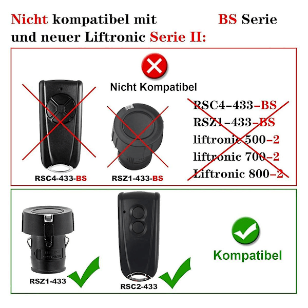 Fjärrkontroll för RSE2 RSC2 Garageportsfjärrkontroll 433MHZ Trådlös 2-knapps Rullportsfjärrkontroll_qud