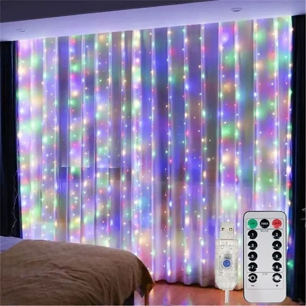 3/4/6M USB LED Gardinlamper Guirlande til Nytår 2025 Jul Bryllup Fødselsdag Soveværelse Ramadan Boligindretning Varm Hvid 3x2M 200LED˜QD