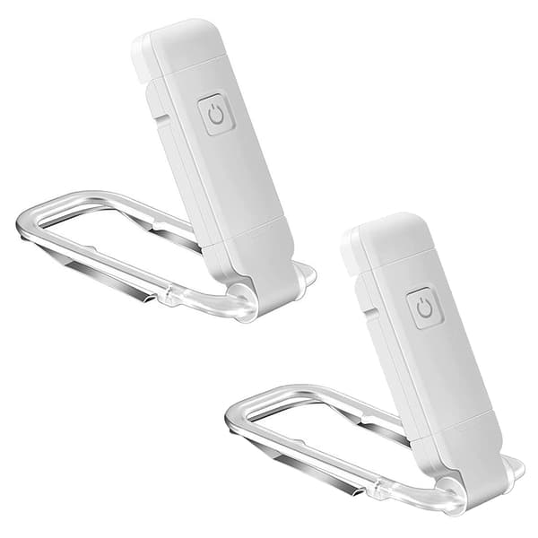 2-Pack Portable USB Rechargeable LED Book Light with Clip for Bed Reading, Adjustable Brightness, Dimmable Bookmark Lamp