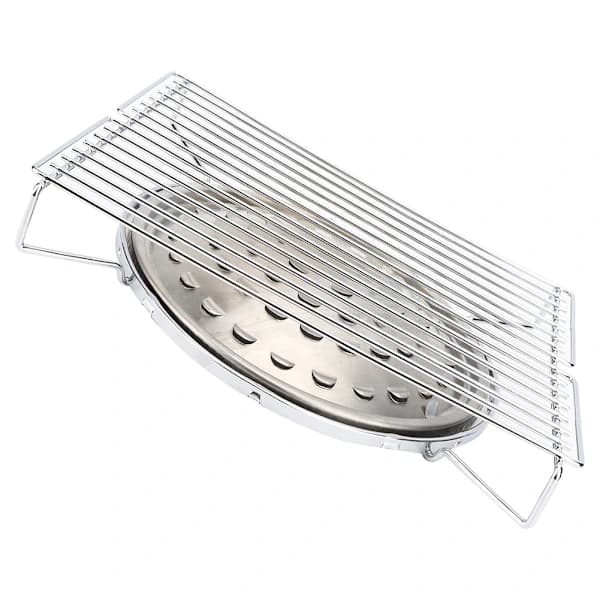 Grillstativsett i rustfritt stål med 10 spyd og stekebrett for utendørs camping og grilling