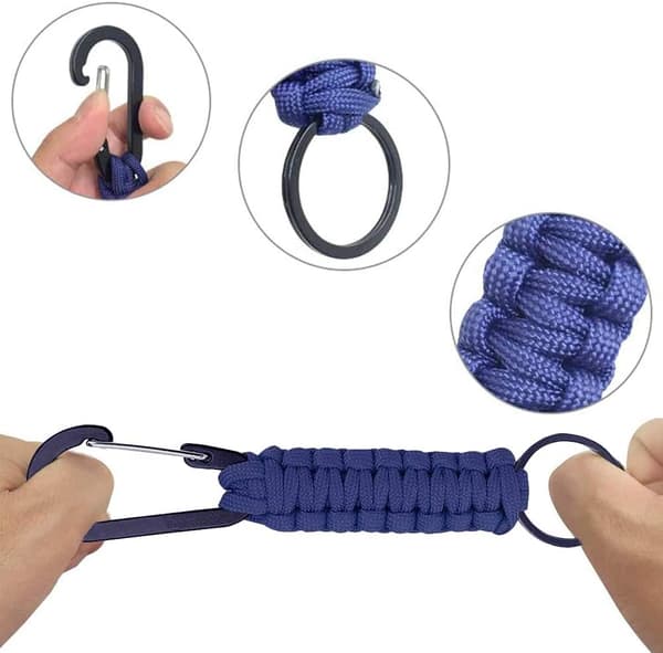 6 st Nyckelring Flätad Snodd Ring Krok Clips för Vandring Resor