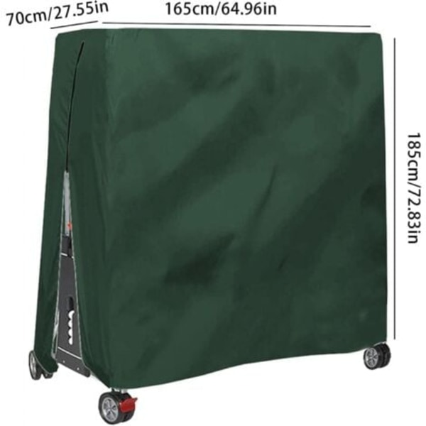 QQU-Utendørs Vanntett og Støvtett Bordtennisbord Trekk Ping Pong Bord Trekk 165x70x185cm Grønn-