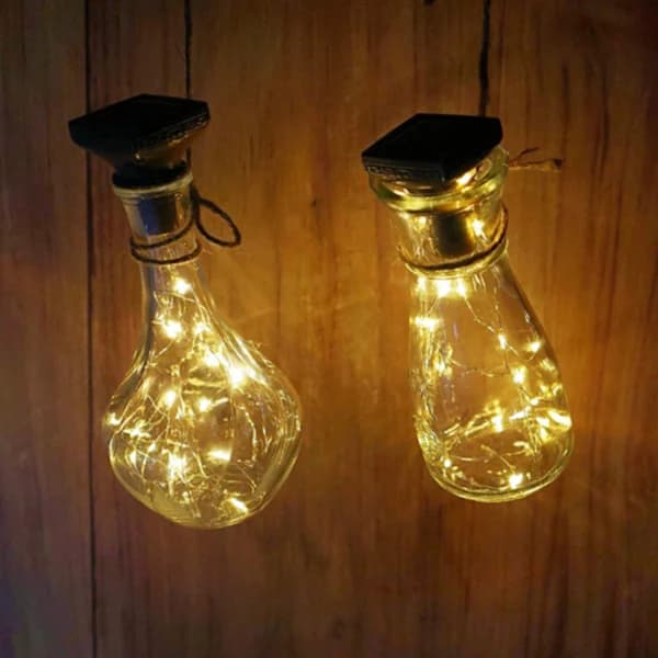 1/6 solcellelamper til flaske, 20 LED-lys