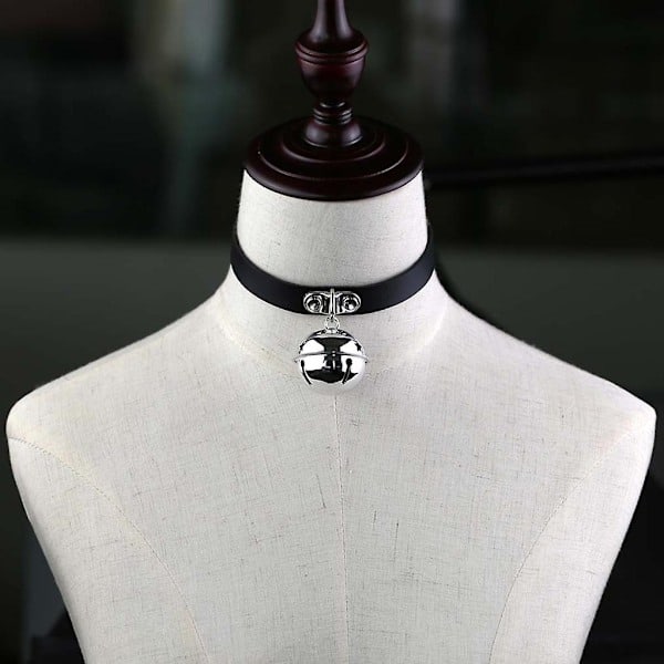Gotisk Choker Justerbar Stor Klokke Choker Pige Krage Ring PU Lær Halskjede