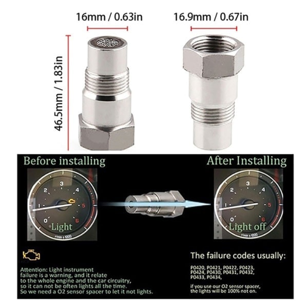 QD-Bil O2 Sensor M18X1.5mm CEL Fix Check Engine Light Eliminator One Size
