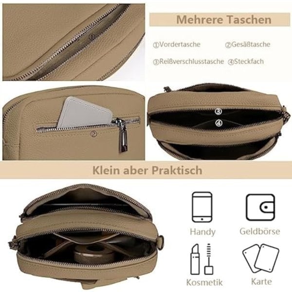 Axelremsväska PU-läder khaki*QN
